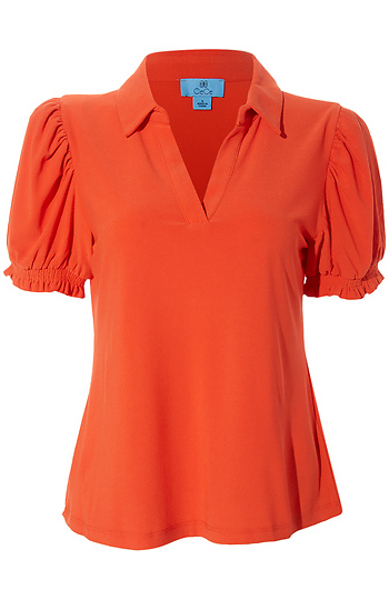 Split Neck Collared Top Slide 1