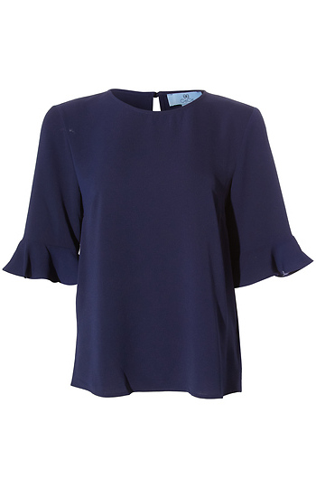 Ruffle Crew Neck Blouse Slide 1
