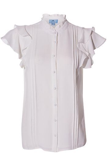 Button Up Pintuck Blouse Slide 1