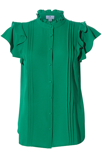 Button Up Pintuck Blouse Slide 1