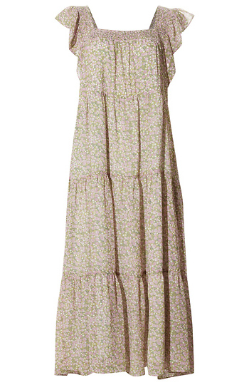 Flutter Sleeve Floral Midi Dress Slide 1