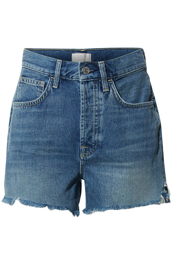 High Rise Fray Hem Shorts Slide 1