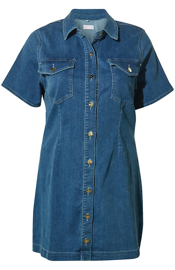 Short Sleeve Denim Dress Slide 1