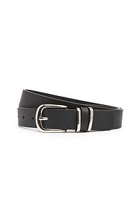 Black Belt with Silver Square Buckle & 2 Loops Slide 1
