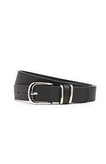 Black Belt with Silver Square Buckle & 2 Loops Slide 1