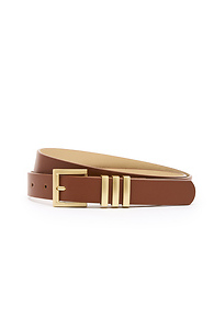 Brown Belt with Gold Square Buckle & 3 Loops Slide 1