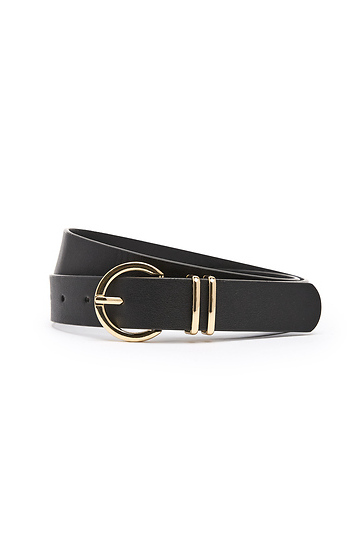 Black Belt with Gold Circle Buckle & 2 Loops Slide 1
