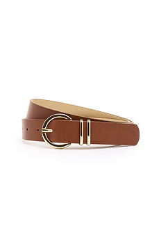 Brown Belt with Gold Circle Buckle & 2 Loops Slide 1