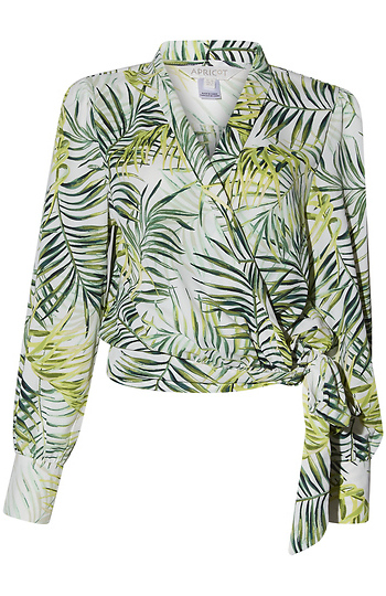 Tropical Leaf Wrap Top Slide 1