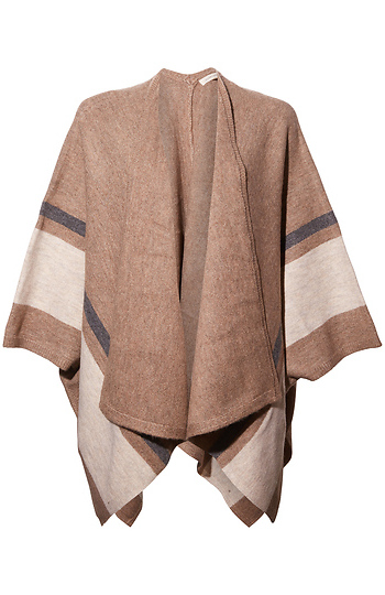 Stripe Edge Open Front Poncho Sweater Slide 1
