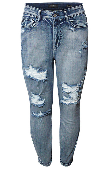 High Rise Distressed Slim Straight Jean Slide 1