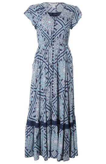 Diamond Crochet Button Maxi Dress Slide 1
