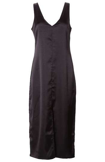 Velvet Heart Satin V Neck Midi Dress Slide 1