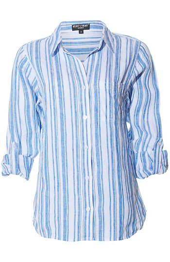 Velvet Heart Striped Button Up Shirt Slide 1