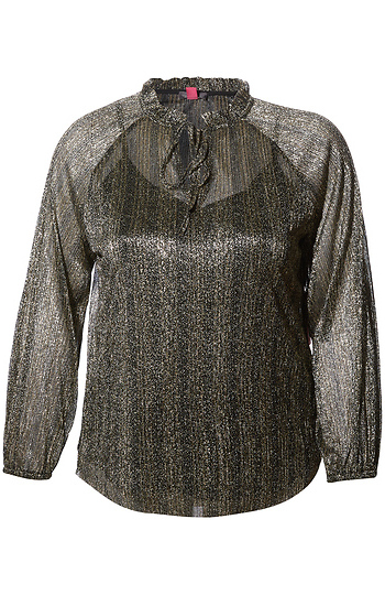 Metallic Tie Neck Blouse Slide 1