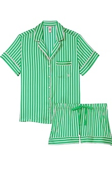 Victoria's Secret Satin Short PJ Stripe Gray Slide 1