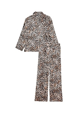 Victoria's Secret Satin Long PJ Animal Brown Slide 1