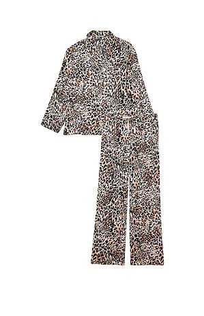 Victoria's Secret Satin Long PJ Animal Brown Slide 1