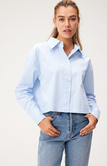Cropped Button Down Shirt Slide 1