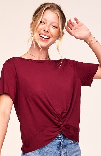 Front Tie Short Sleeve Top Slide 1